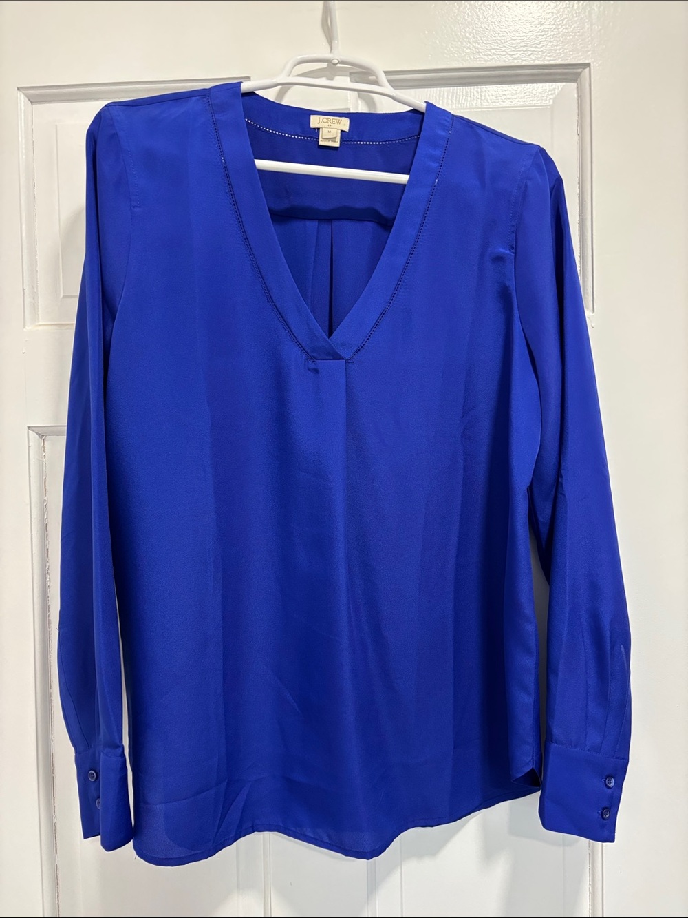 J. Crew V-Neck Long Sleeve Blouse - Cobalt Blue